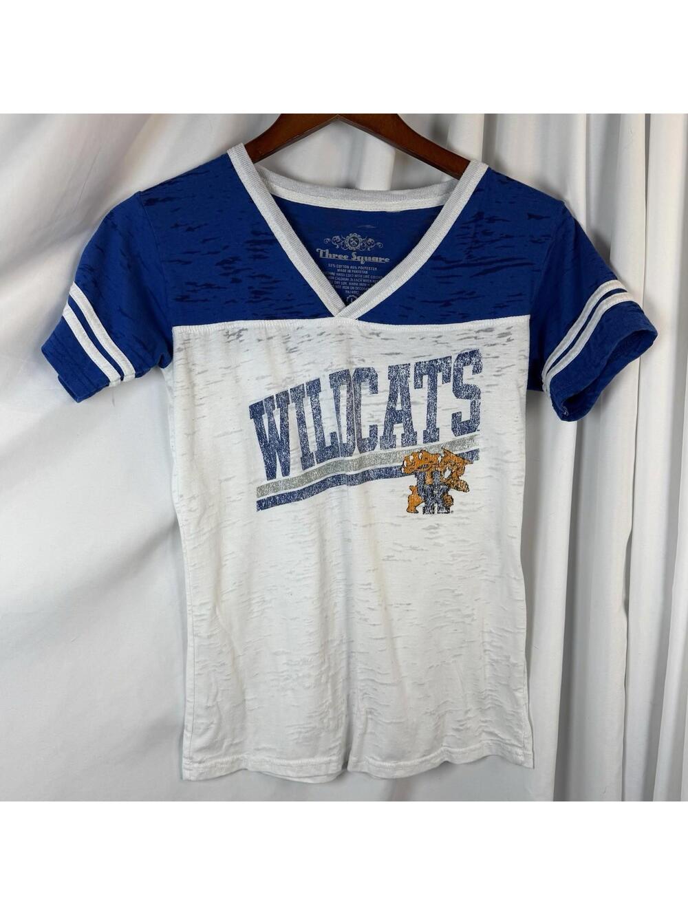 Three Square University Of Kentucky Shirt Women’s Blue White Wildcats Vtg Look L